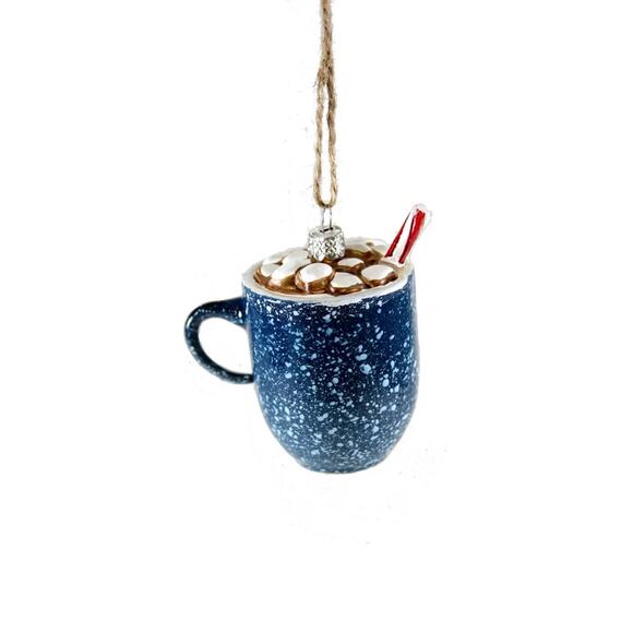 Hot Chocolate Cocoa Mug Ornament Mini Marshmallows Peppermint Stick - Picture 3 of 4